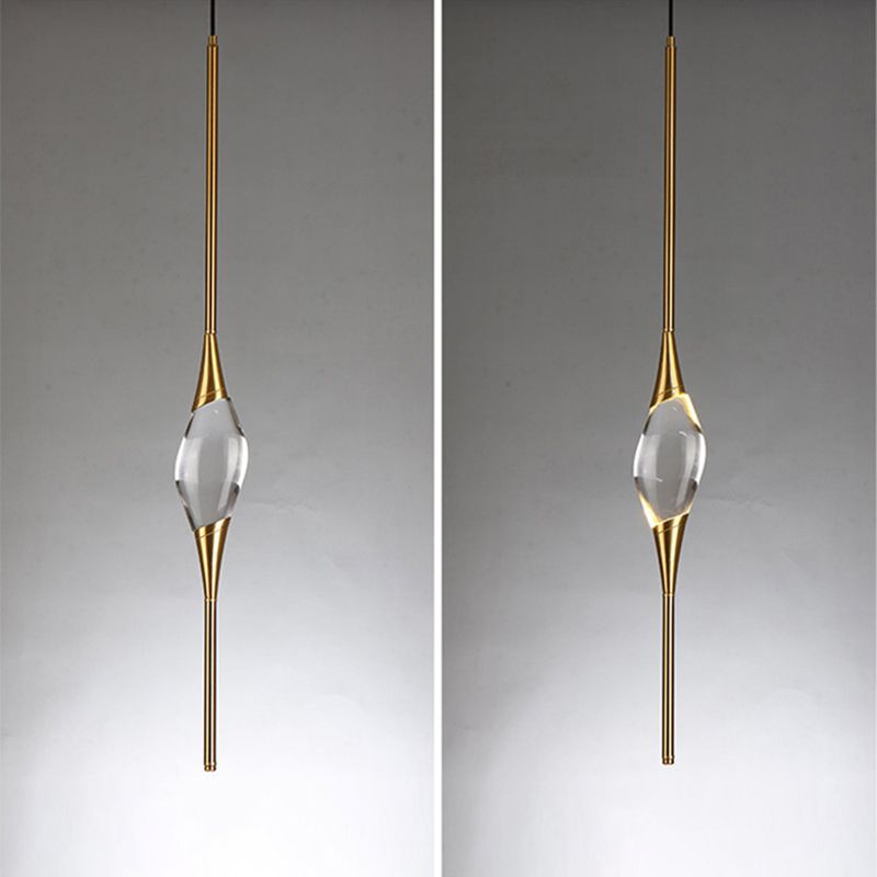 Copper Gold LED Hanging Lamp in Modern Luxury Style Crystal Geometric Pendant Light for Bedroom