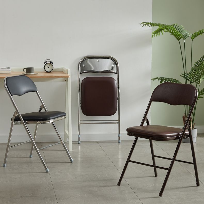 Industriële stijl PU lederen eetkamerstoelen Open achterste zijkoelen voor thuis