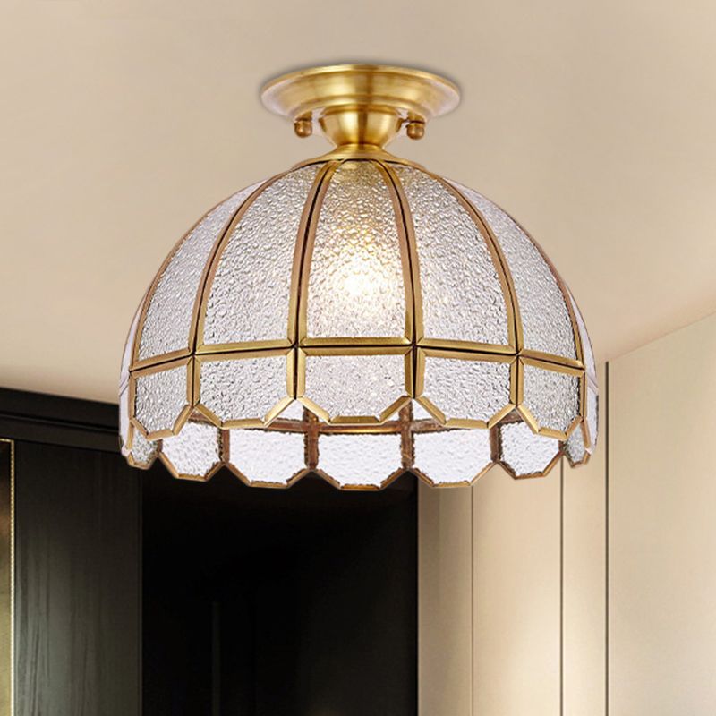 Messing Single Lampe Halbflush Antiquled Ripple Glassrusrost