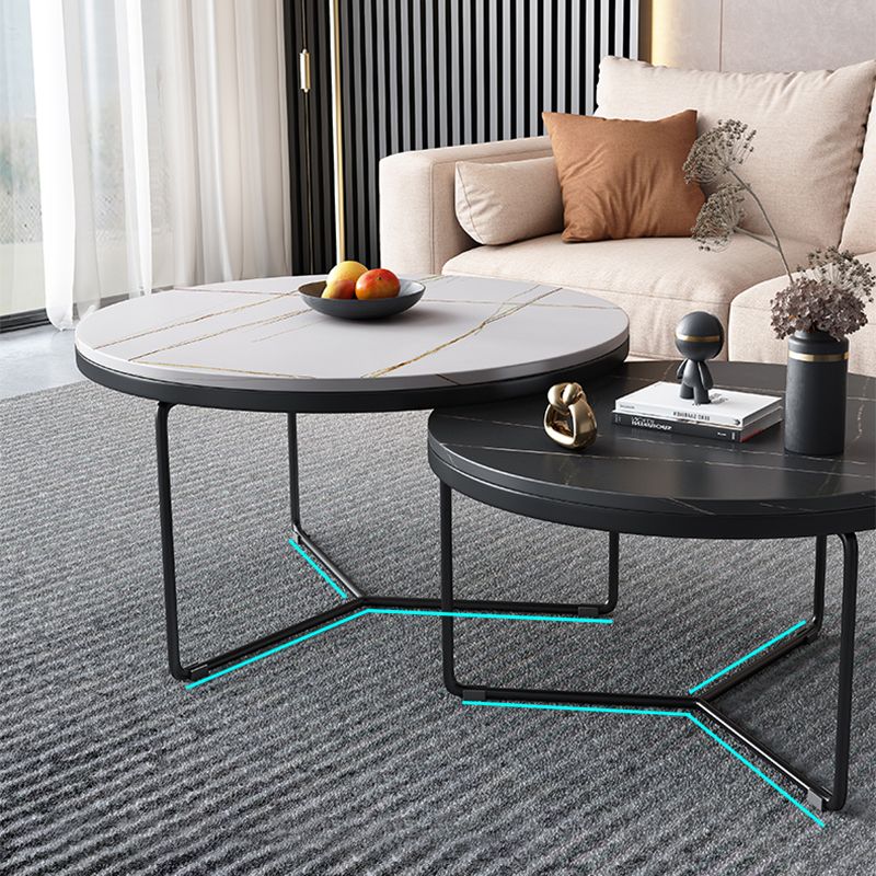 Round Slate Coffee Table Minimalist Coffee Table for Living Room
