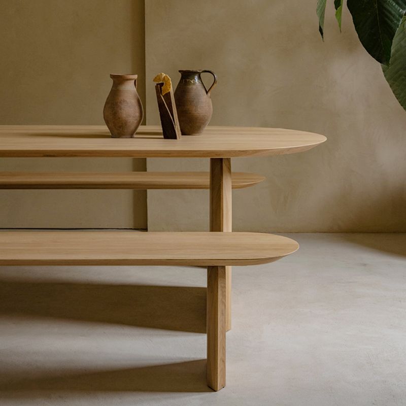 Modern Solid Wood Table for Restaurant Oval Table with Double Pedestal