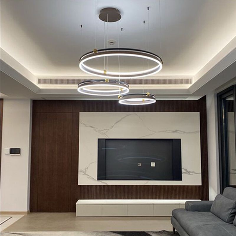 Metall mehrstufige Kronleuchterleuchte Moderne LED-Kaffee Kronleuchter Anhänger Licht