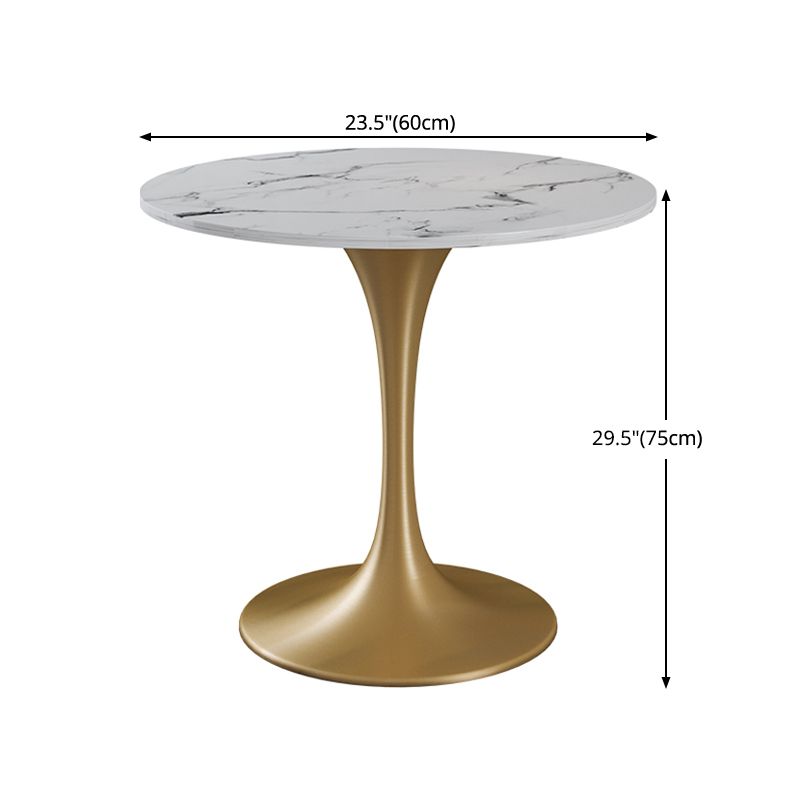 Round Sintered Stone Dining Table Traditional Luxury Tulip Table with Gold Frame