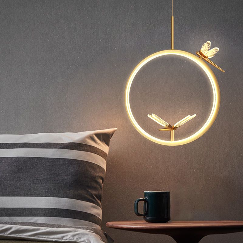 Modern LED Hanging Ceiling Light Metal 1-Light Circle Ceiling Pendant Light