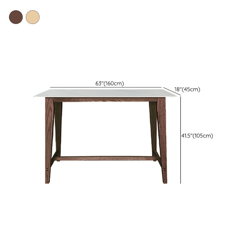 Rectangle Stone Top Bistro Table Modern Pub Table with Solid Wood Frame