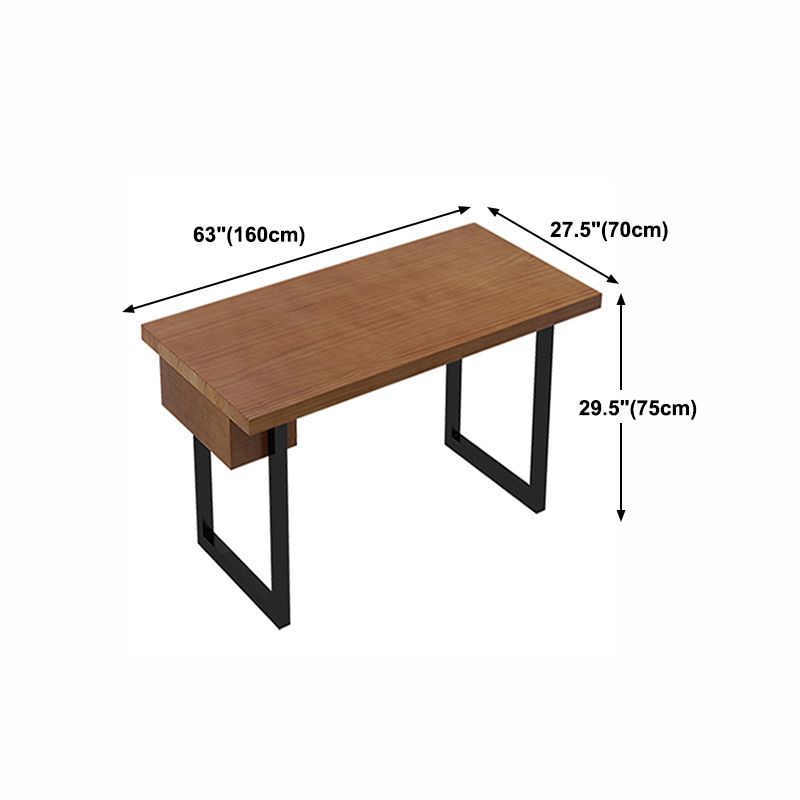 Industrial Wood Double Pedestal Dining Table Natural Rectangle Table