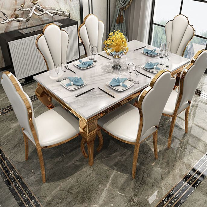 Traditional Luxury Dining Table Rectangle Metal Gold Tripod Dining Table