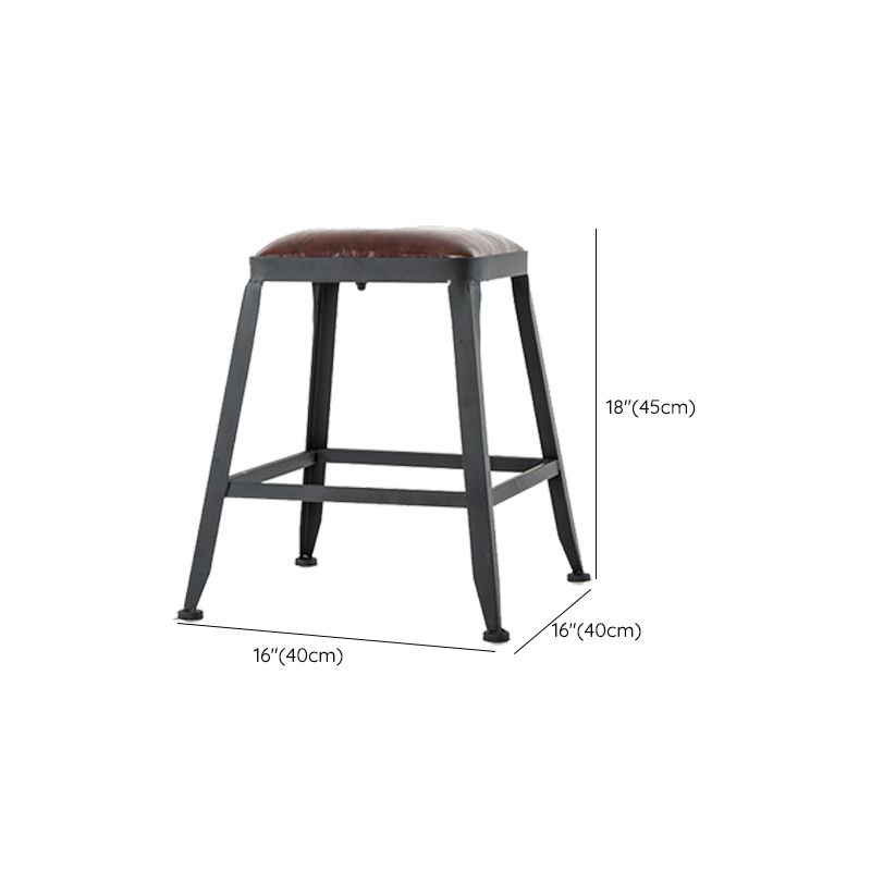 Contemporary Armless Dining Stool Metal Bar Stool with Footrest