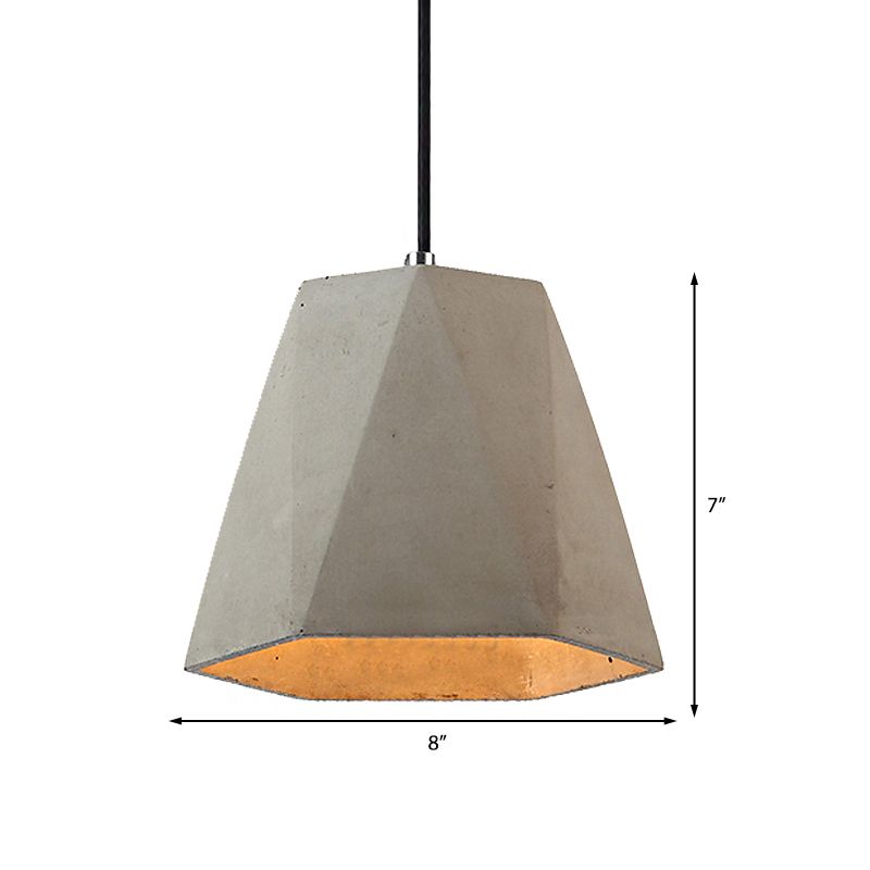 Contemporary Rectangle/Hexagon Pendant Light 1 Light Concrete Ceiling Light Fixture with Adjustable Cord in Grey