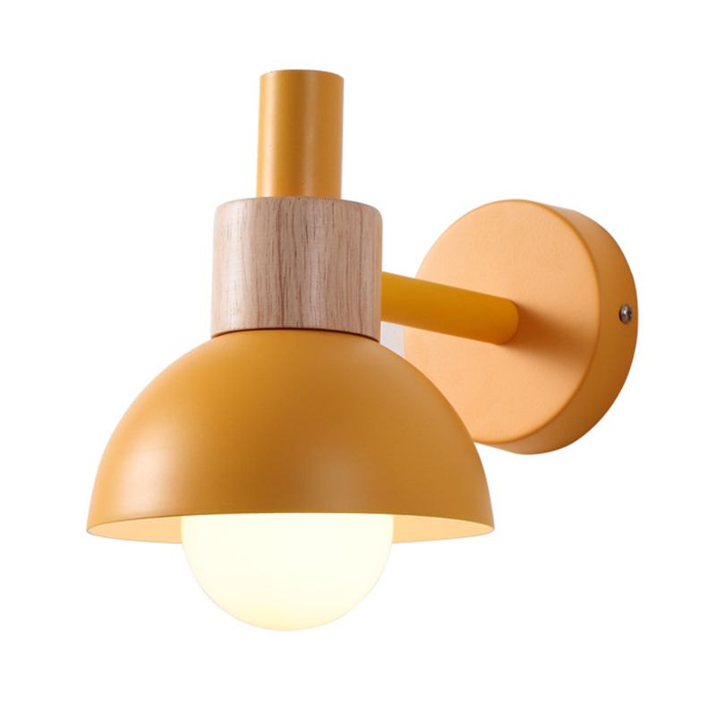 Macaron Dome Shade Wall Sconce Metal 1 Light Sconces for Bedroom