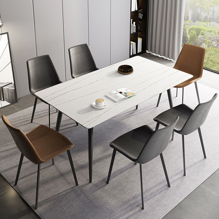 Moderner Rechteck Esstisch Sintered Stein Esstisch mit 4 Beinen für das Abendessen in der Küche zu Hause