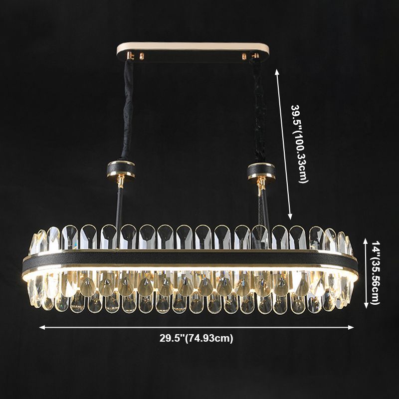 Luci dell'isola geometrica moderna lampadario cristallo 1 illuminazione isola luminosa in finitura nera