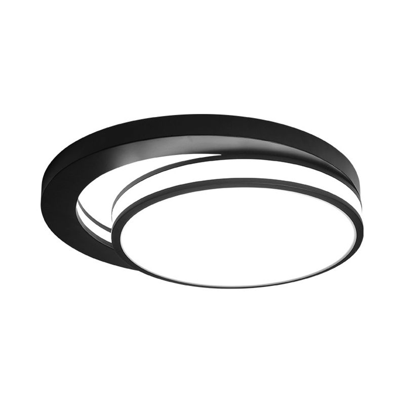 18"/21.5" Wide Metal Round Flush Mount Modernism Black/White LED Ceiling Lamp in Warm/3 Color Light