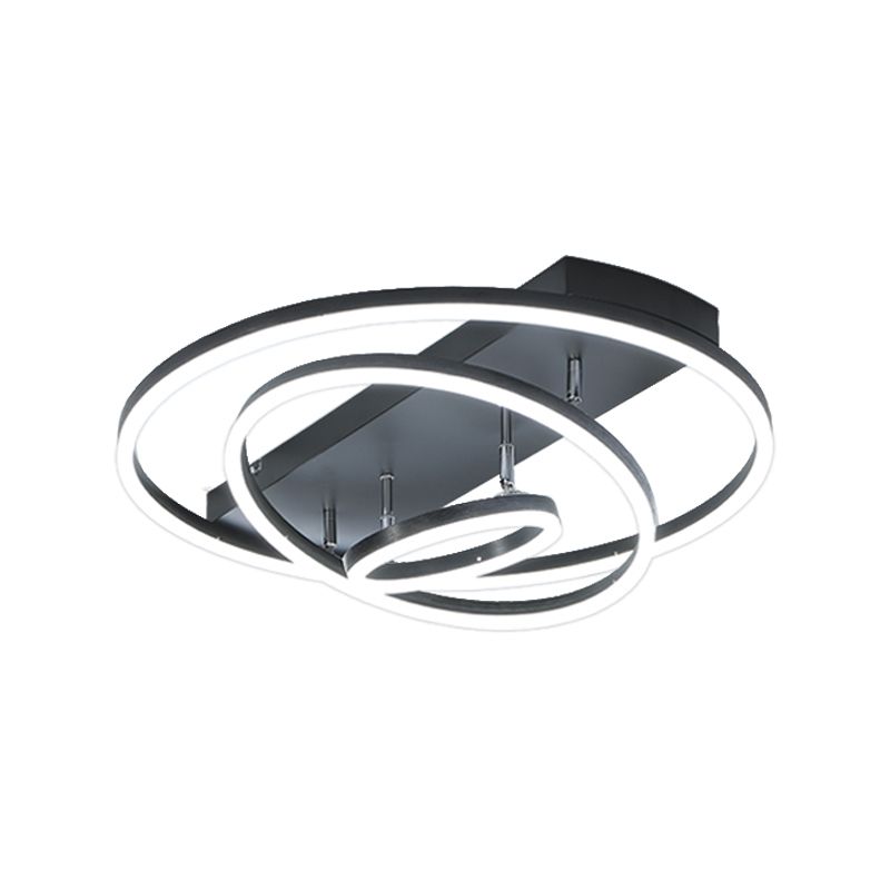 Plafonnier LED moderne à 3/5 niveaux en métal pour chambre à coucher, semi-encastré rotatif, noir/or
