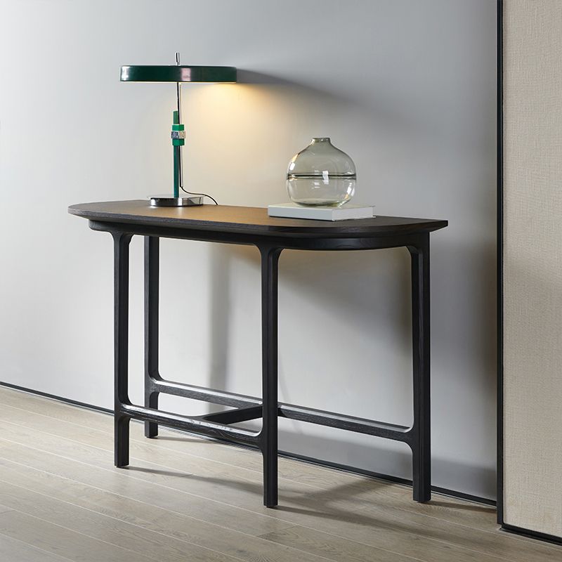 Modern Half Moon Console Table Wooden Console Sofa Table in Black
