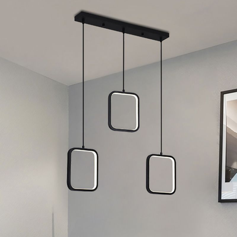 Schwarz/Weiß -Quadrat -Drop -Anhänger zeitgenössischer LED -Acryldeckelbeleuchtung in warmem/weißem Licht