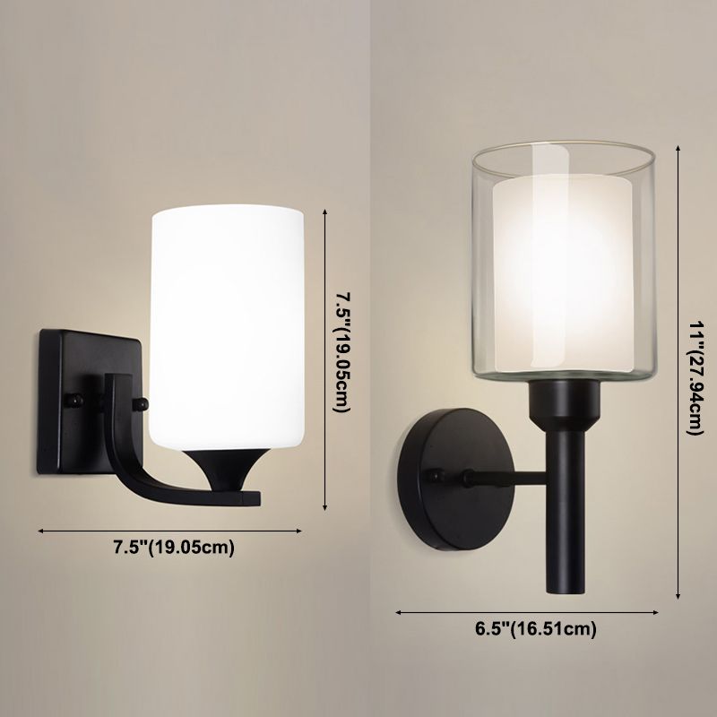 Luces de sombra de vidrio transparentes/lechoso luces modernas de pared interior de la pared colgante en negro
