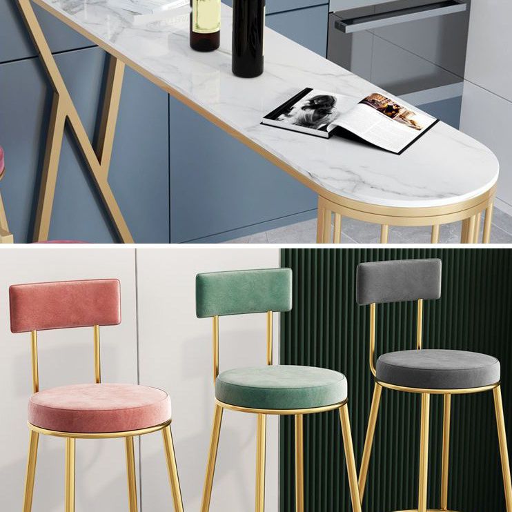 Glam Stone 1/2/3 Pieces Bar Table Set Rectangle Bar Table with Metal Legs