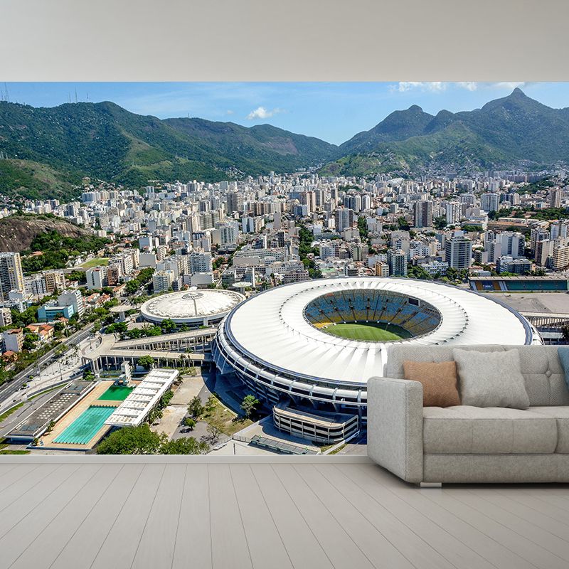 Photography City View Mural Decal Mildew Resistant Wall Covering for Decoration