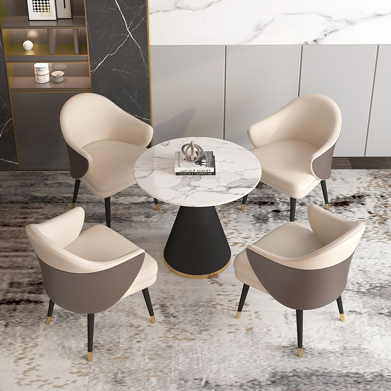 Simplicity Style Sintered Stone Dining Table Single Pedestal Base Round Table for Home