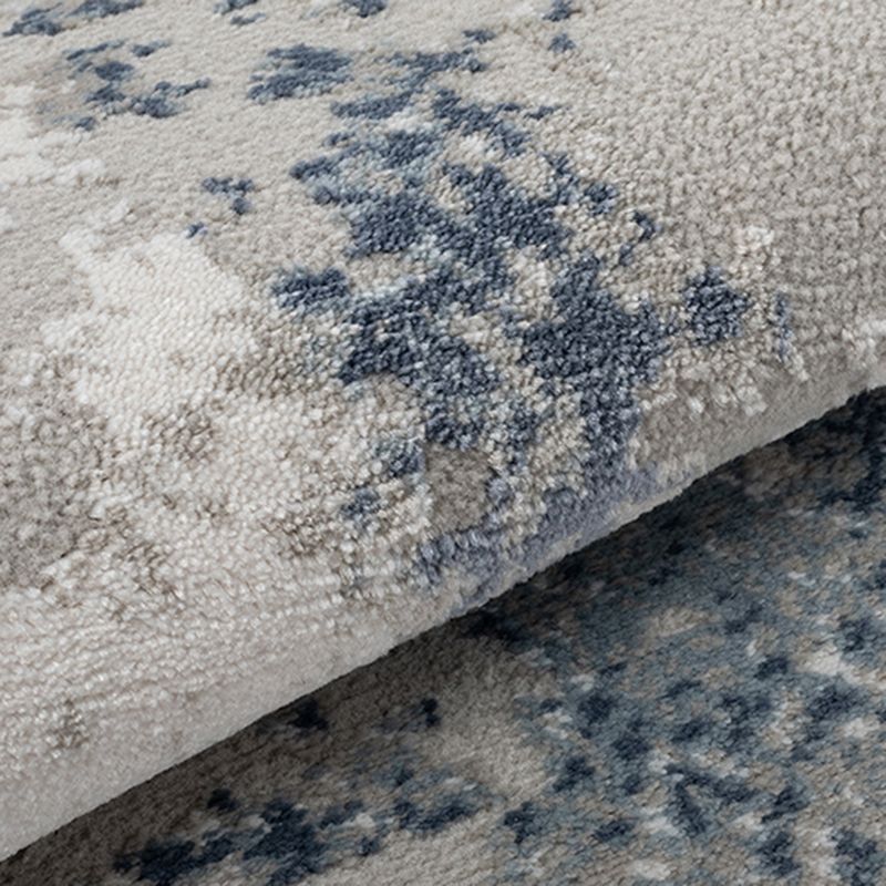 Blauer Farbblock-Teppich, moderner Polyester-Teppich, pflegeleichter, waschbarer Teppich für die Inneneinrichtung