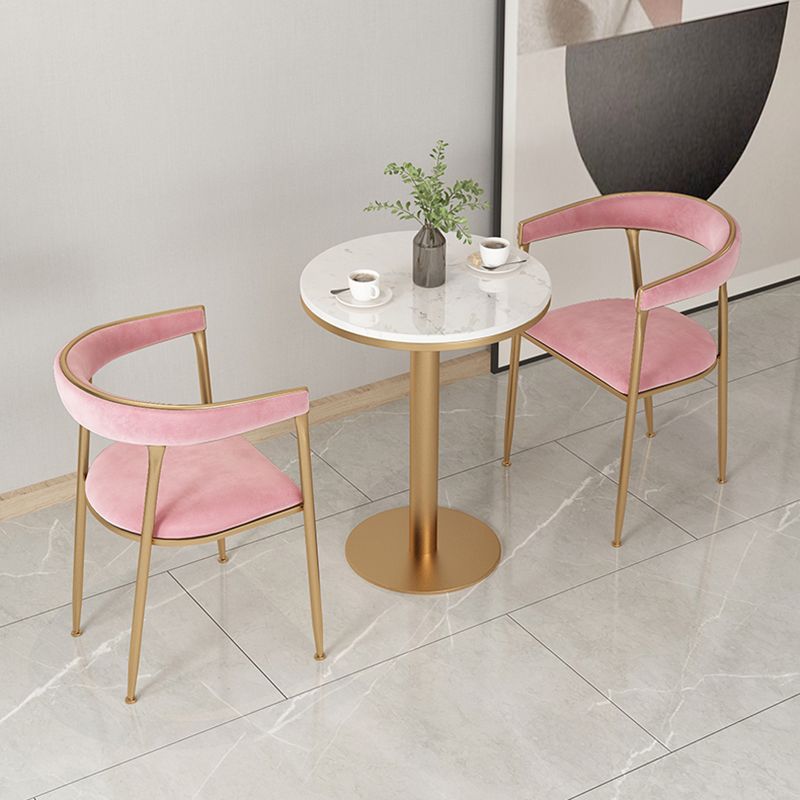 Silla de comedor con brazo de metal Glam, respaldo abierto, silla lateral para uso doméstico
