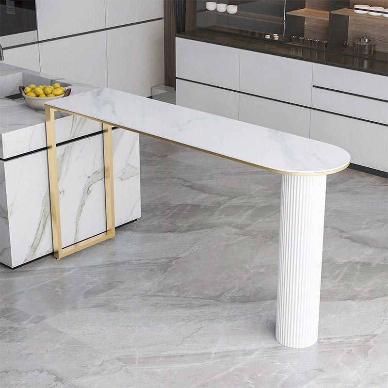 Nordic Style Stone Top Bar Table 42-inch Height Metal Pedestal Bistro Table