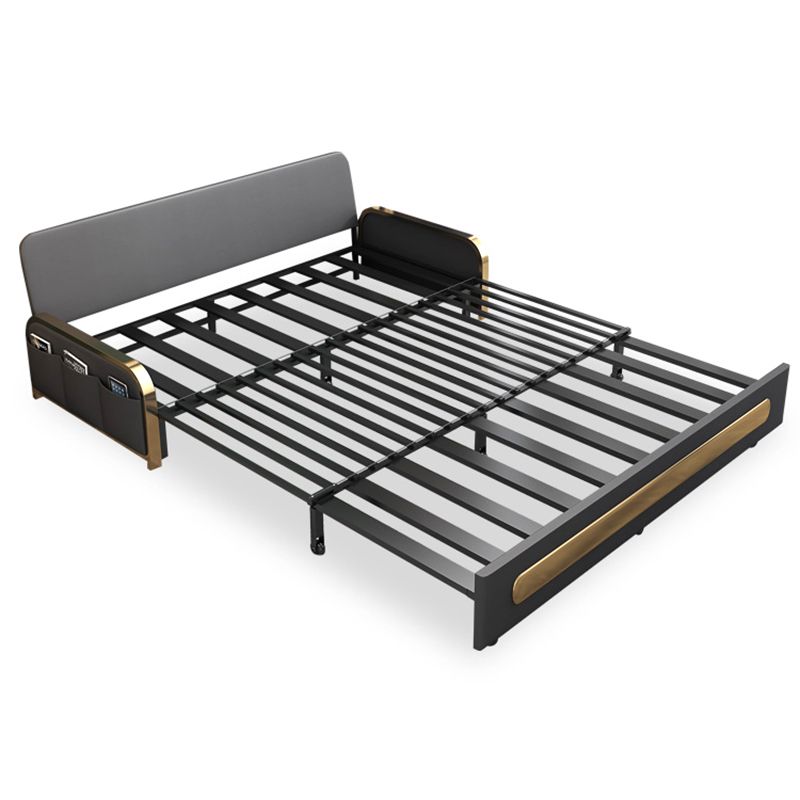 Modern Style 33.46" Wide Sofa Bed Faux Leather Sleeper Sofa with Storage