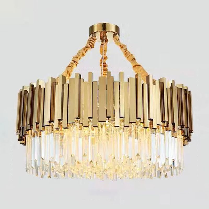 Modern Style Pendant Light Fixture Crystal Living Room Chandelier in Gold