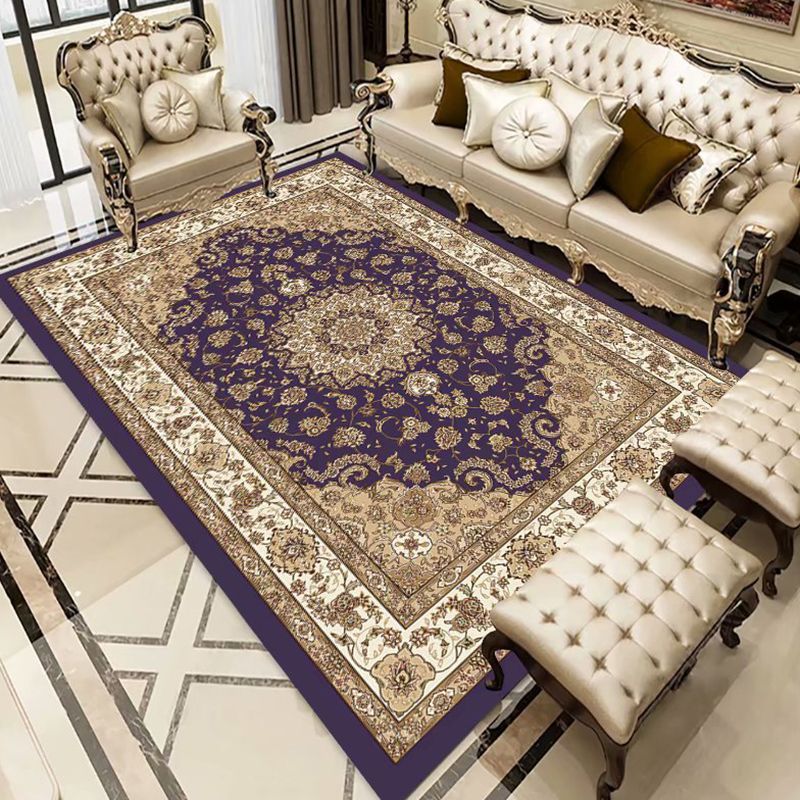 Modern European Area Rug Medallion Print Indoor Rug Washable Carpet with Non-Slip Backing