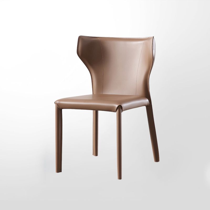 Faux Leather Modern Dining Room Chair Matte Finish Wingback Side Dining Chair
