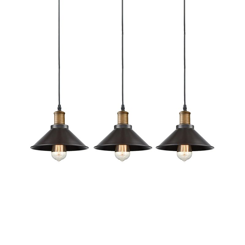 3 Pack Cone Shade Restaurant Anhänger leichte Vintage Metal 1 Hellschwarz Hanging Deckenleuchte