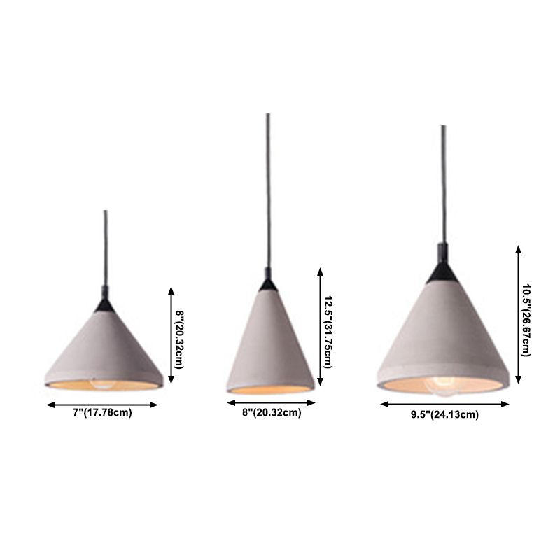 Conical Down Lighting hanger moderne stijl cement 1 licht hangende verlichtingsarmaturen in grijs