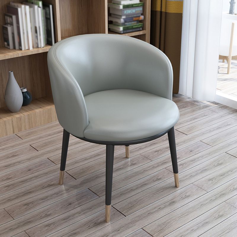 Faux Leather Contemporary Dining Chair with 4 Legs Matte Finish Solid Back Chair