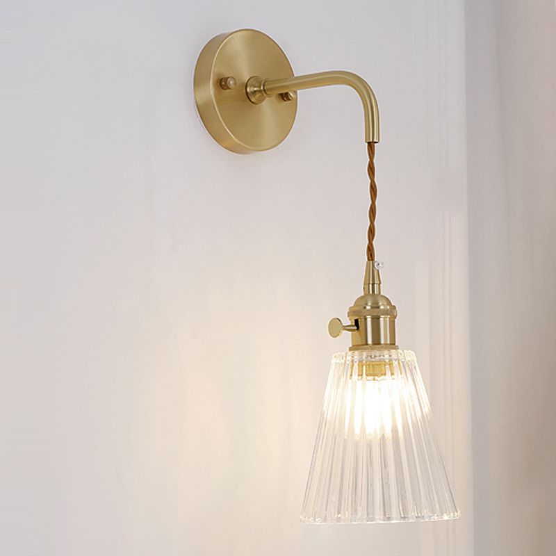 Luci di applique a parete svasata in vetro Stile industriale 1 lampade a parete leggera