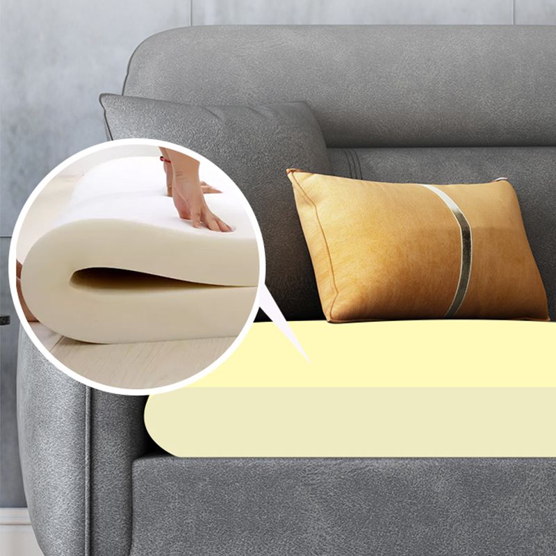 Glam Sewn Pillow Back Square Arm Living Room Faux Leather Sofa