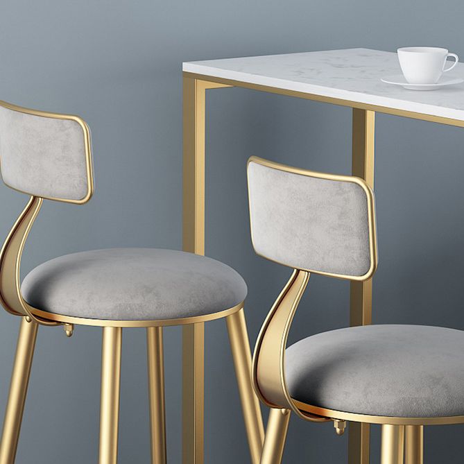 1/3 Pieces Glam Iron Bistro Set White Rectangle Faux Marble Top Bar Table Set with Shelf