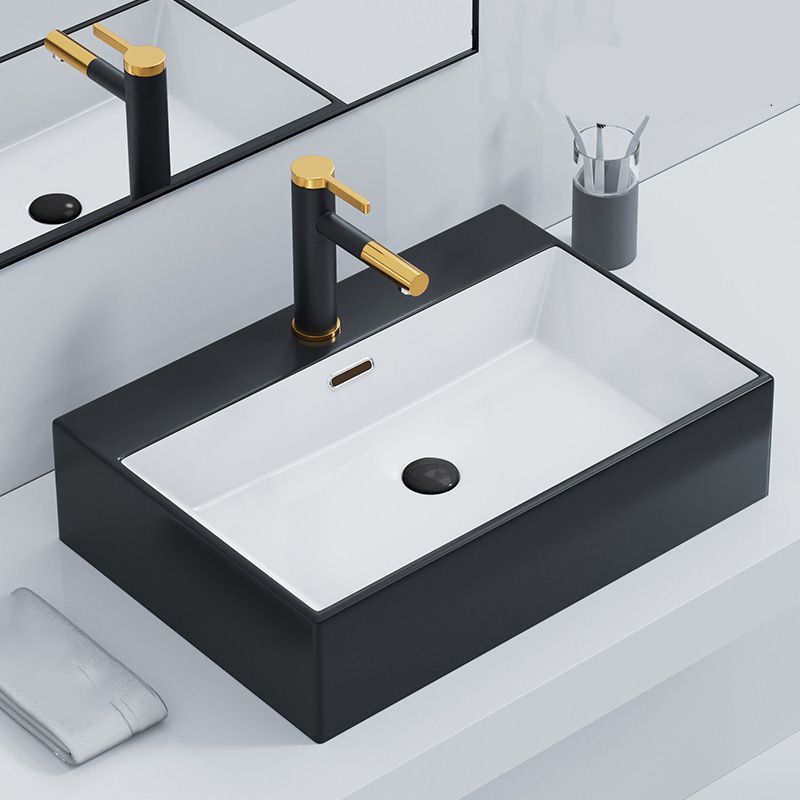 Rectangular Bathroom Sink Ceramic Modern Vessel Bathroom Sink with Faucet