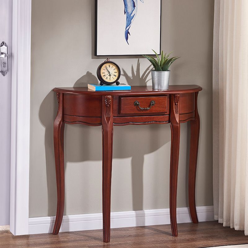 Mid-Century Modern Wooden Accent Table Half Moon Sofa Console Table for Hall