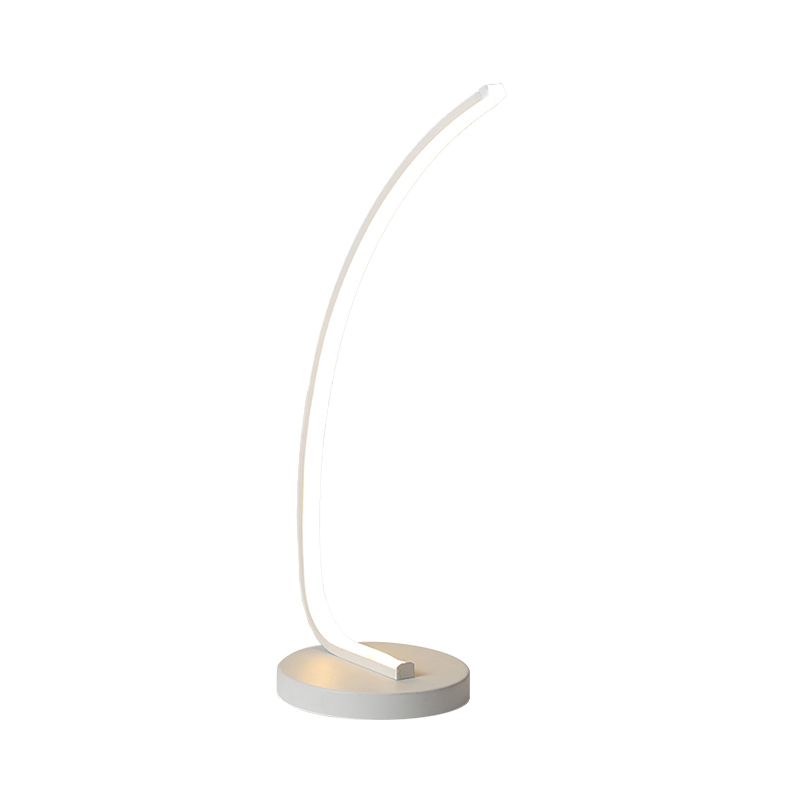 Bent Bedroom Reading Task Light Metal Modern Style LED Night Table Lighting in Black/White