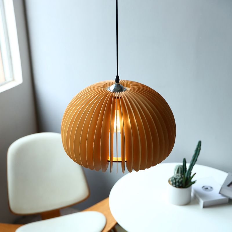 Wood Nordic Modern Pendant Light 1-Light Hanging Ceiling Light for Hallway