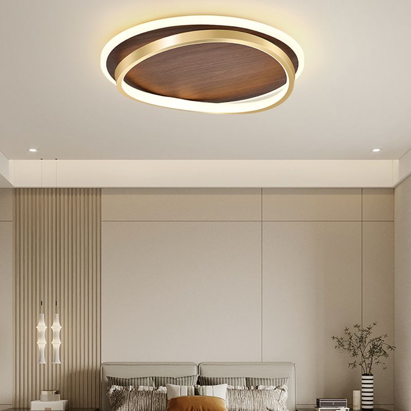 Brown Geometric Shape Flush Mount Modern Metal Ceiling Light Fixture with Acrylic Shade