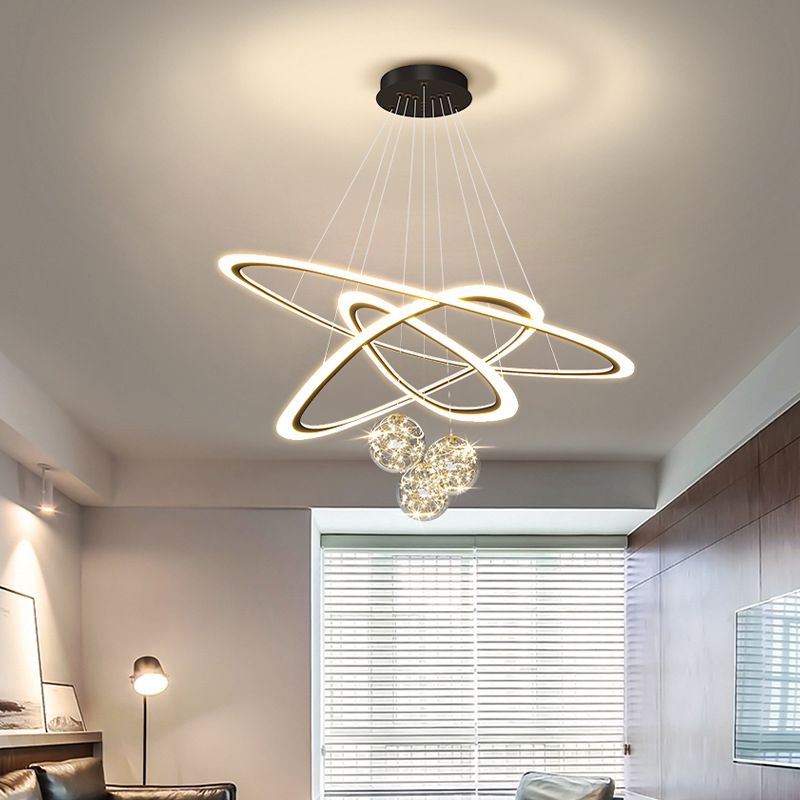 Multi Lights Pendant Chandelier Modern Style Glass Hanging Lamps