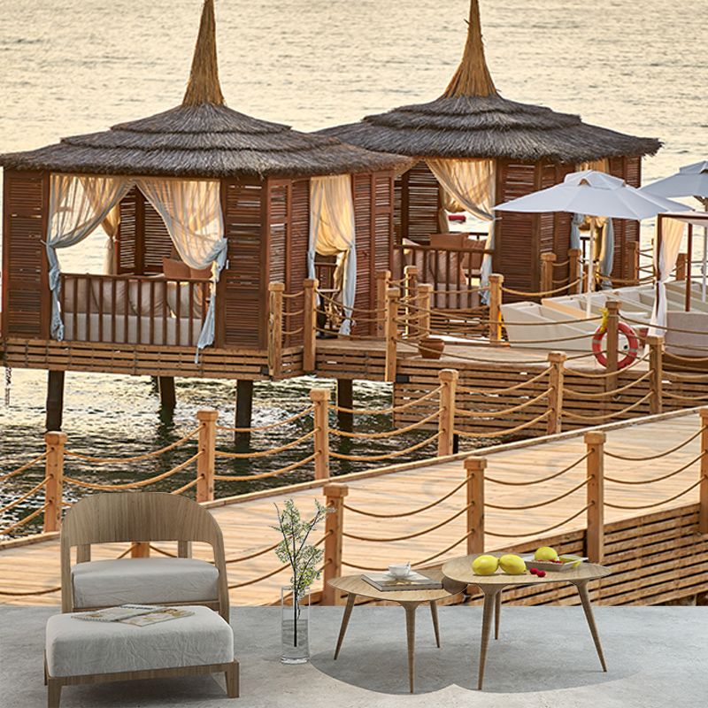 Photography Stain Resistant Mural Wallpaper Tropical Landscape Sleeping Room Wall Mural