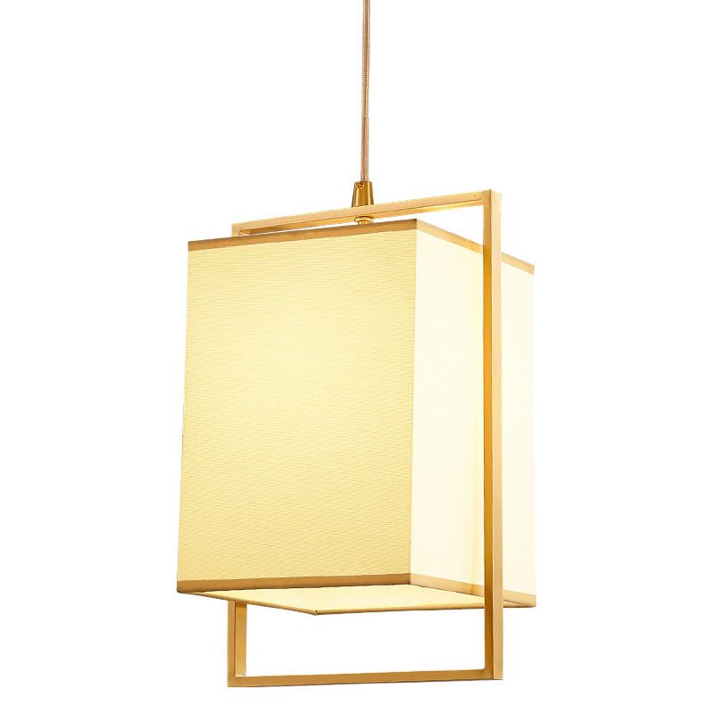 Minimalistische rechteckige Pendelleuchte Lampenmaterial 1 Kopf Diner hängende Licht mit Rahmen in Gold