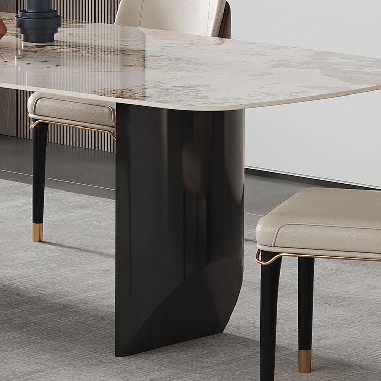 Modern Rectangle Table Sintered Stone Dining Table with Metal Legs