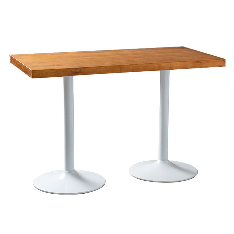 Solid Wood Industrial Dining Table Brown Top Table with White Frame for Dinning Room