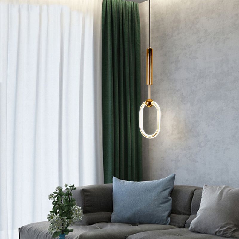 Métal Gold Metal Postmodern Pendant Light 1-Light Plafond plafond Light pour chambre à coucher