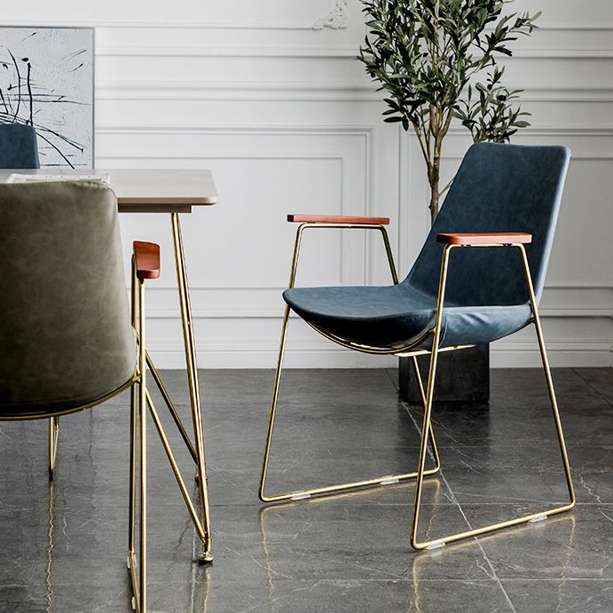 Chaises de salle à manger de style nordique, bras de cuisine, chaises latérales de salle à manger avec pieds en métal