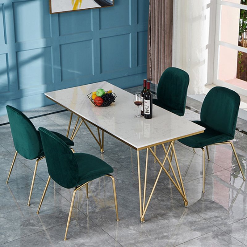 Traditional Luxury Dining Table White in Marble Rectangle Dining Table for Kitchen